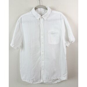 Porter & Ash 100% Linen Button Up Shirt Men's XL White Coastal Resort Beachy